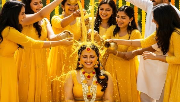 Haldi and Mehendi ceremony at Sree Lalitha Resort in Hyderabad 